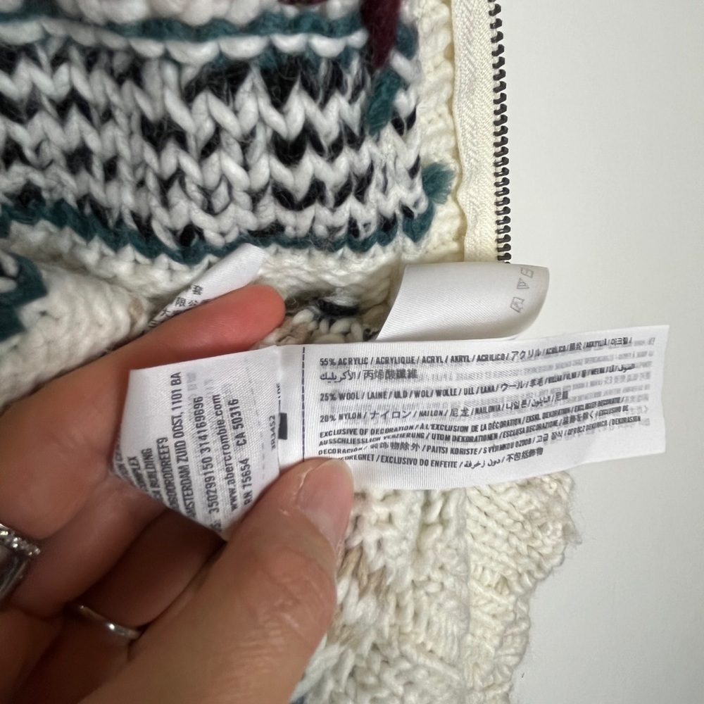 Hollister NWT Fair Isle Knit Zip Hoodie Sweater M Winter Cozycore Preppy College - Picture 9 of 10